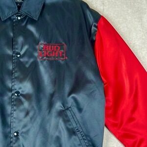 Vtg Bud Light‎ Satin Bomber Jacket 1995 Bluegrass Festival Mens Made in USA